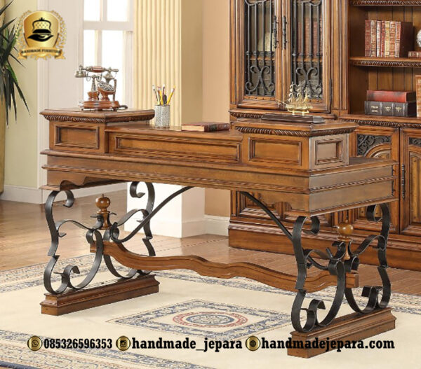 set-meja-kantor-antik-dari-kayu-jati