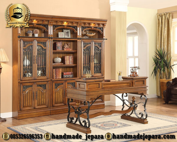 set-meja-kantor-antik-dari-kayu-jati-jepara HJ 0640