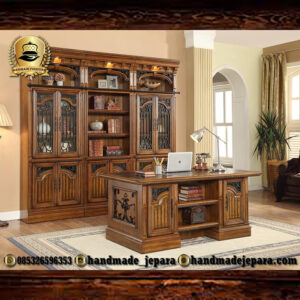 set-meja-kantor-klasik-dari-kayu-jati